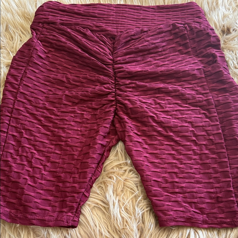 Textured Burgundy Shorts